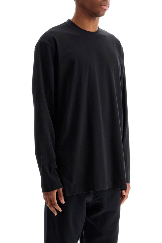 Y-3 long sleeve black cotton t-shirt with men's graphic Topwear Y-3