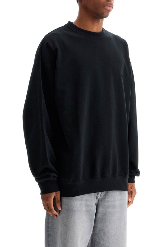 Y-3 black cotton crewneck sweatshirt with tone-on-tone logo Topwear Y-3