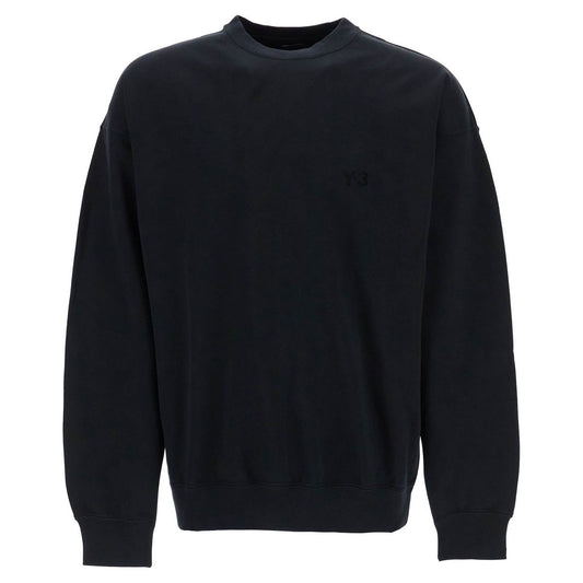 Y-3 black cotton crewneck sweatshirt with tone-on-tone logo