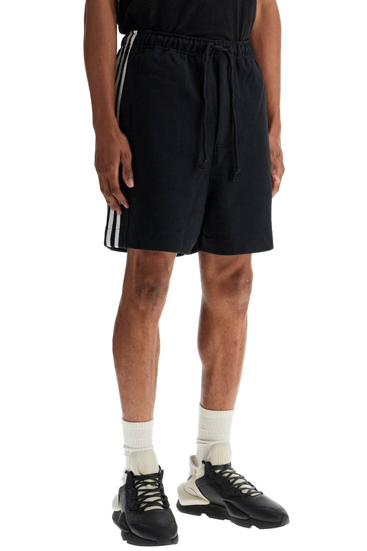 Y-3 black cotton shorts with white stripes Short trousers Y-3