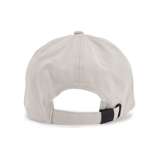 Y-3 gray cotton cap with large logo and curved brim