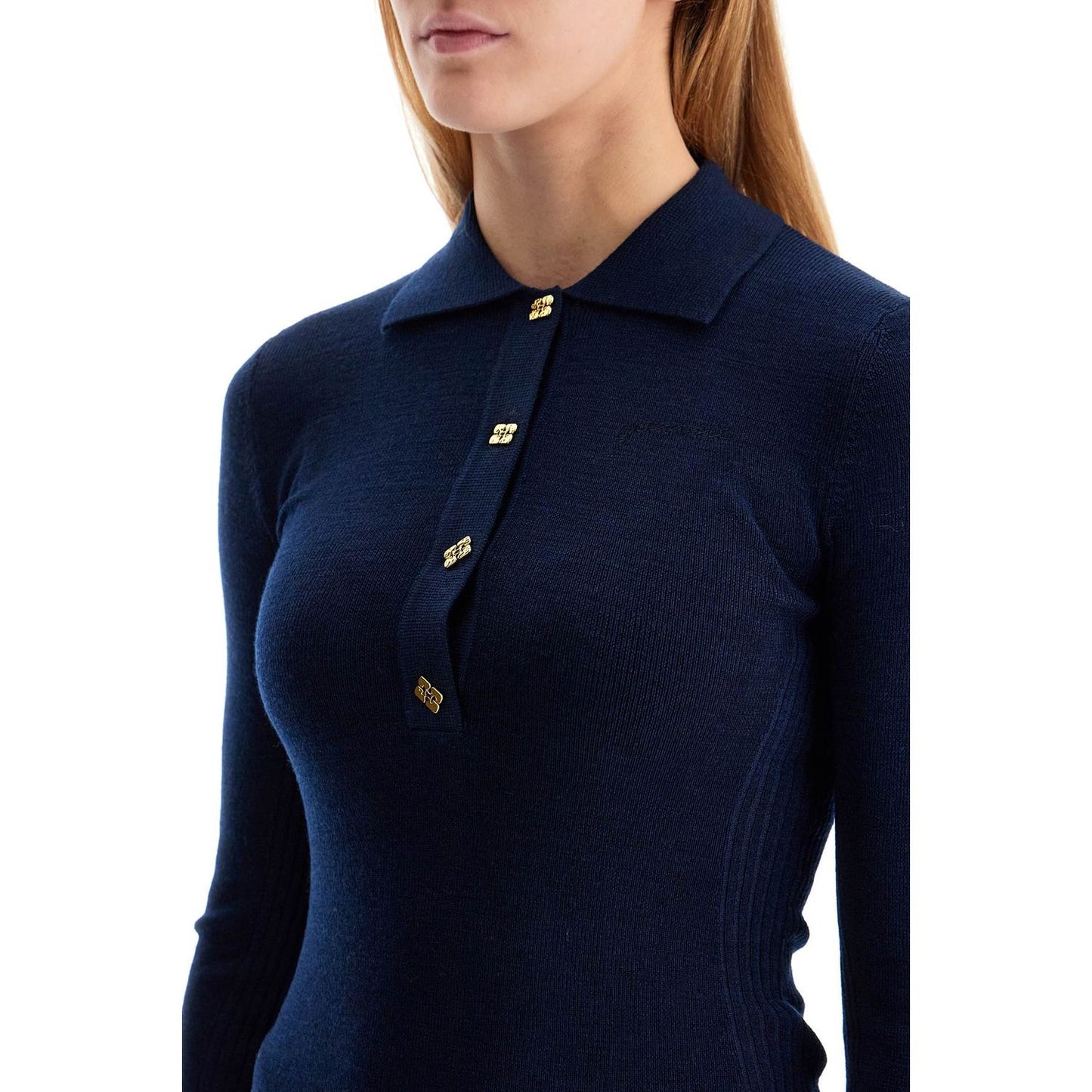 Ganni long-sleeved merino wool polo shirt Knitwear Ganni