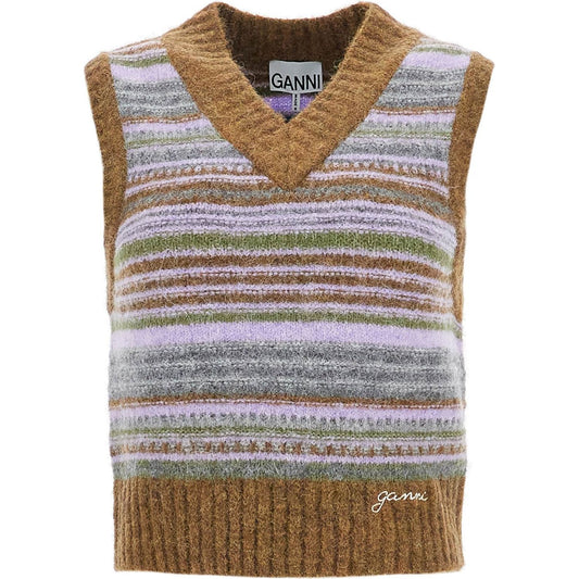 Ganni 'soft striped knit vest with a comfortable Knitwear Ganni Dim Gray