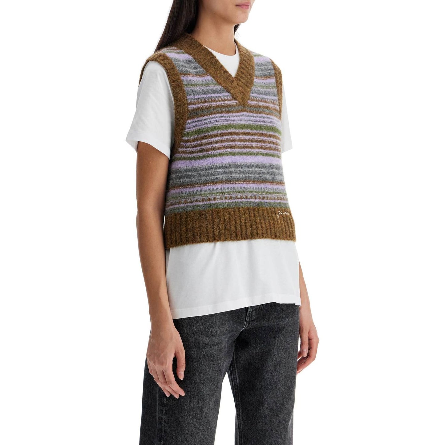 Ganni 'soft striped knit vest with a comfortable Knitwear Ganni