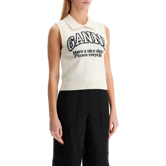 Ganni knitted vest with collar