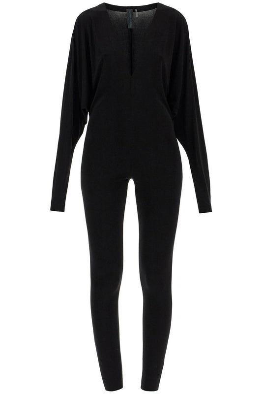 Norma Kamali black slim fit long sleeve v neck jumpsuit Jumpsuits Norma Kamali