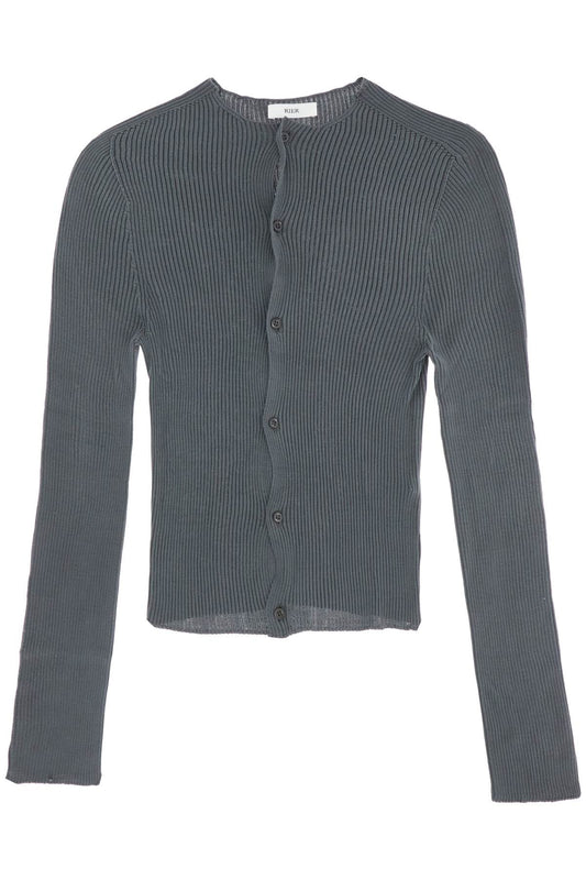 RIER fitted ribbed silk cardigan with