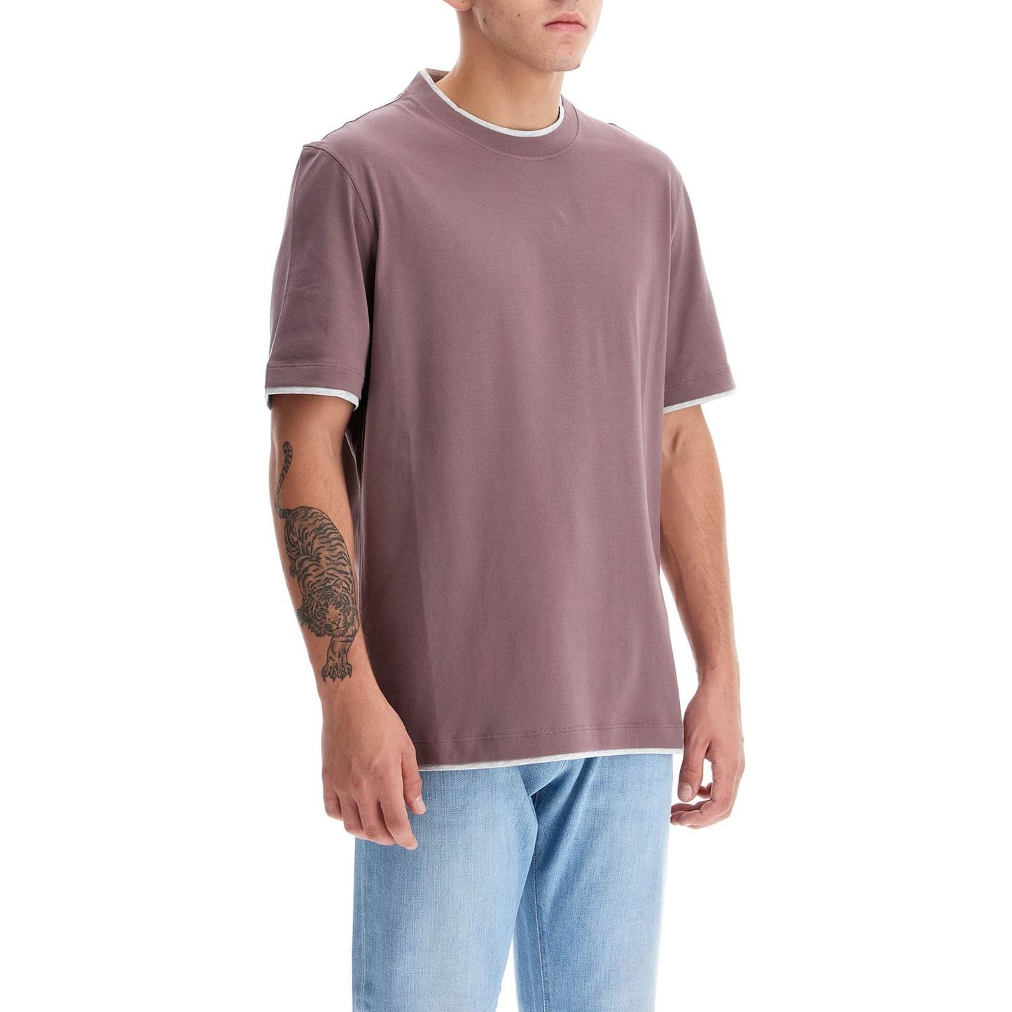 Brunello Cucinelli cotton t-shirt with faux layering Topwear Brunello Cucinelli