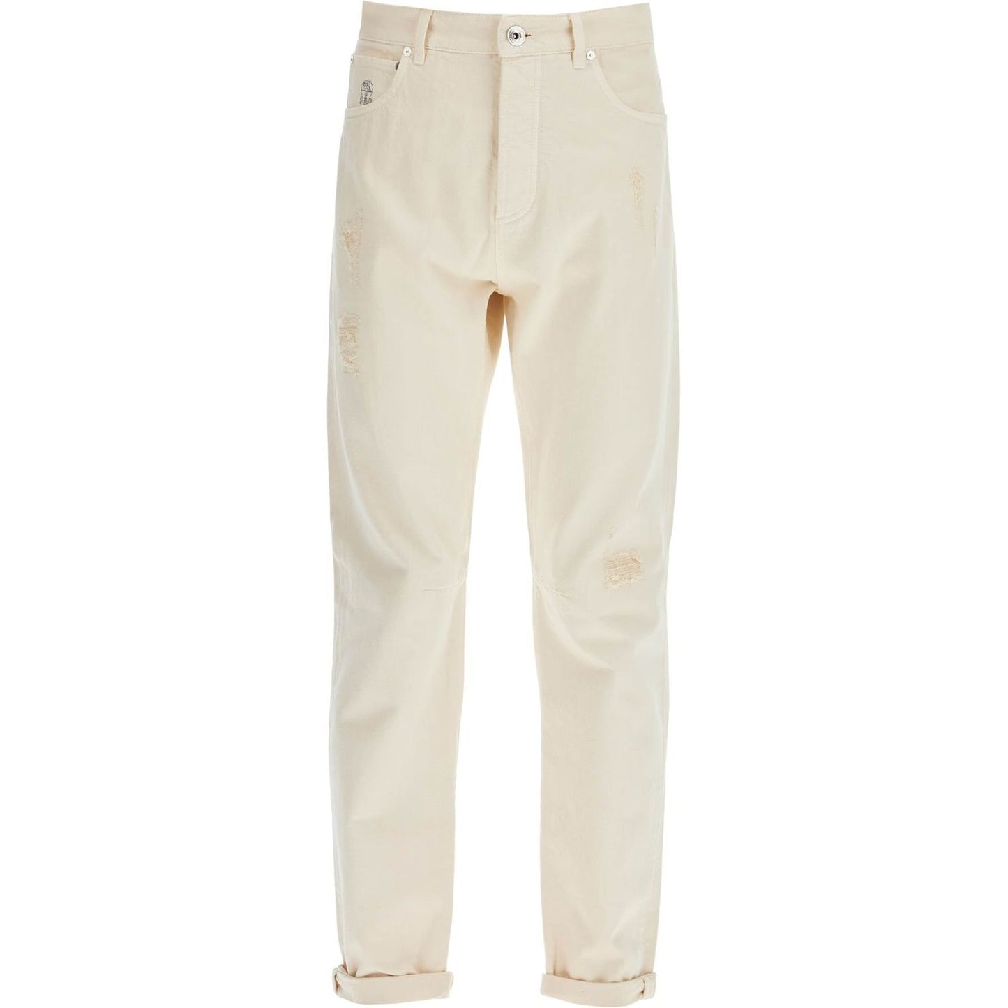 Brunello Cucinelli destroyed leisure fit jeans with distressed details. Jeans Brunello Cucinelli