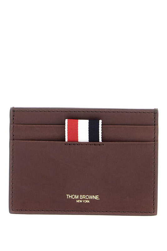 Thom Browne compact dark brown calfskin credit card holder Small Leather Goods Thom Browne