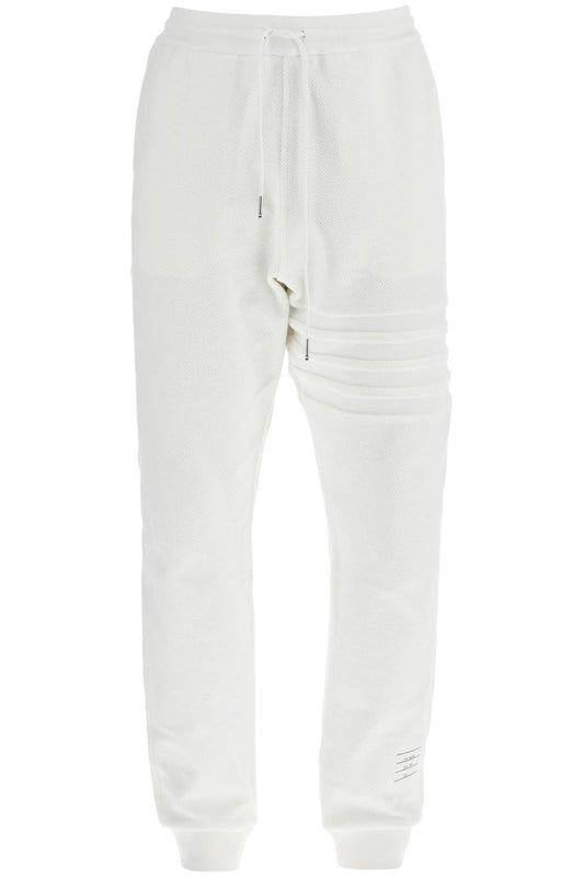 Thom Browne white cotton sweatpants with 4 stripes Trousers Thom Browne