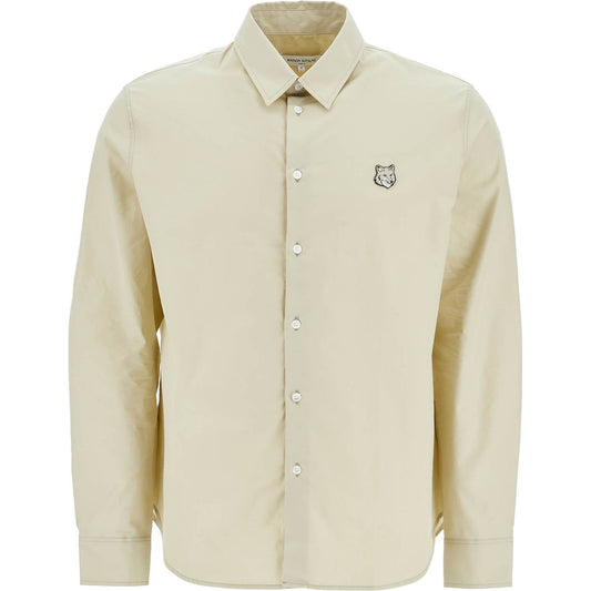 Maison Kitsune light green cotton shirt with fox embroidery