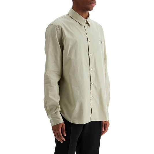 Maison Kitsune light green cotton shirt with fox embroidery Shirts Maison Kitsune