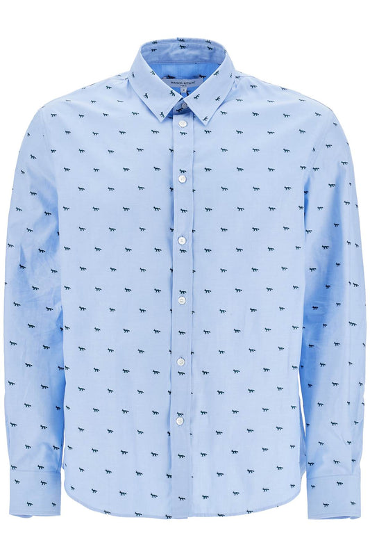 Maison Kitsune light blue casual cotton shirt with print Shirts Maison Kitsune