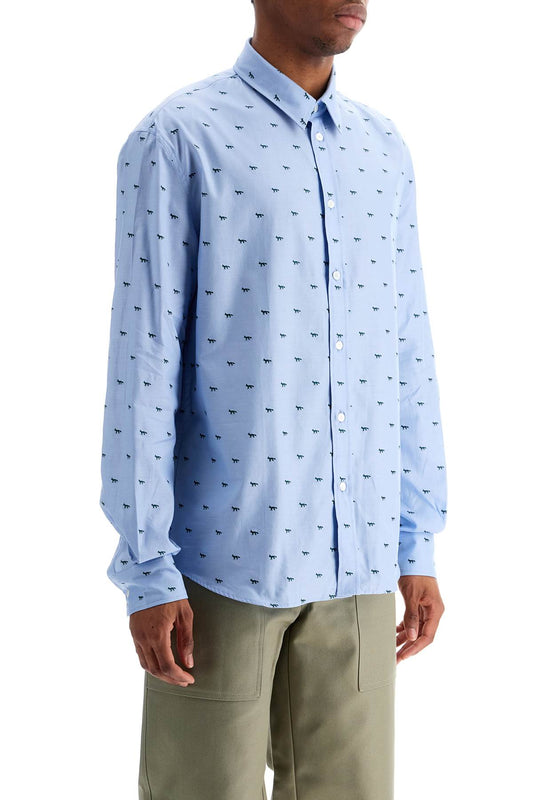 Maison Kitsune light blue casual cotton shirt with print Shirts Maison Kitsune