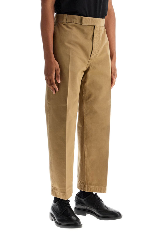 Thom Browne camel cotton chino pants with tricolor ribbon Trousers Thom Browne