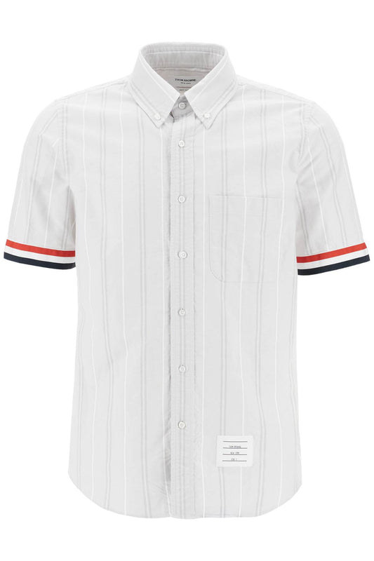 Thom Browne medium grey cotton oxford shirt with rwb cuffs Shirts Thom Browne