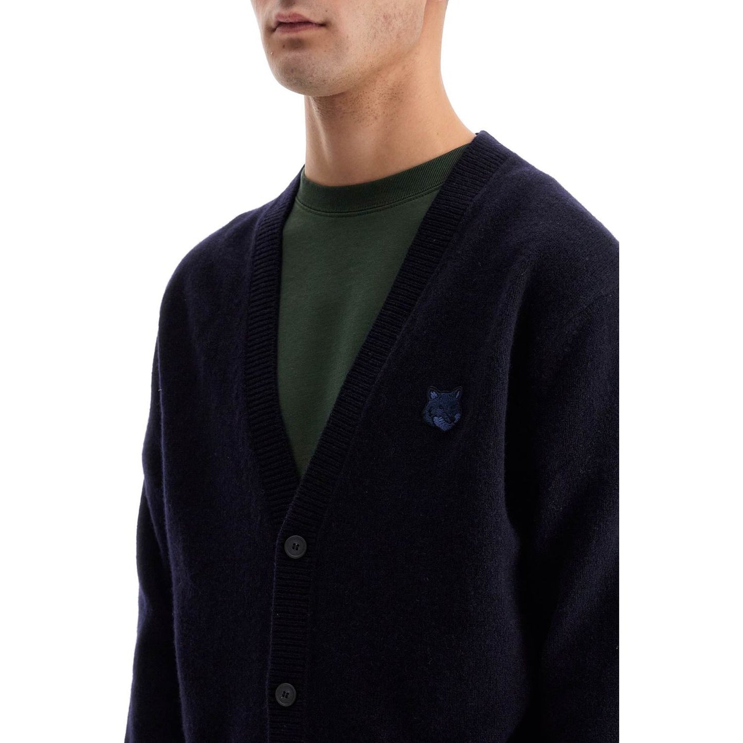 Maison Kitsune bold fox head wool cardigan Knitwear Maison Kitsune