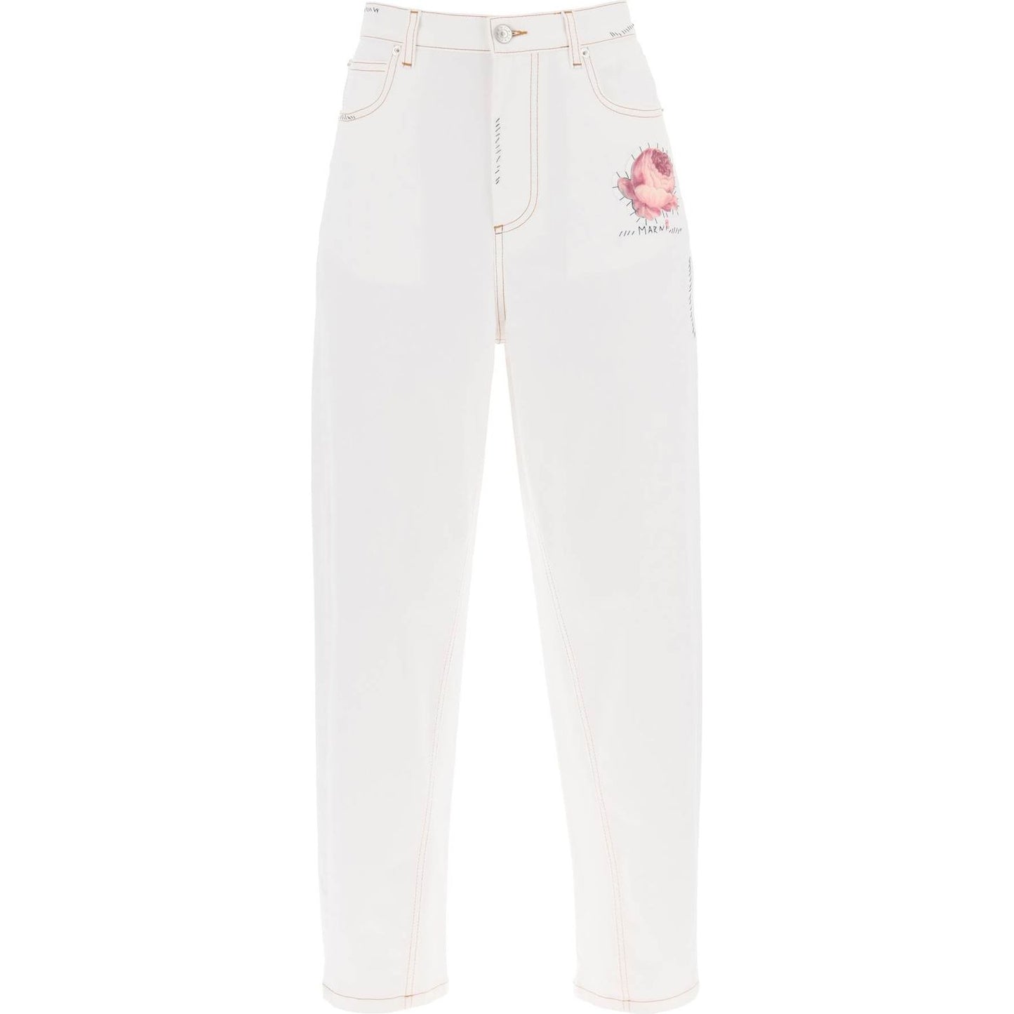 Marni "jeans with embroidered logo and flower patch Jeans Marni