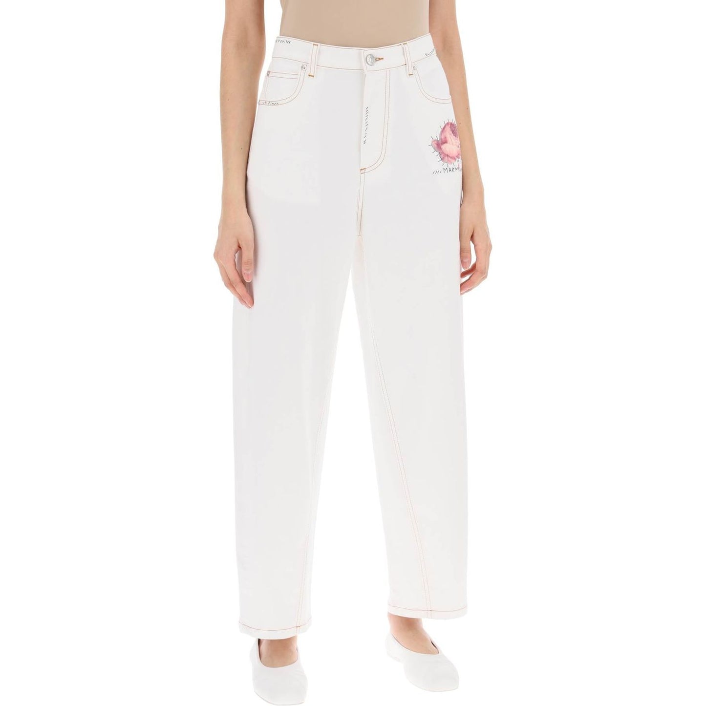 Marni "jeans with embroidered logo and flower patch Jeans Marni