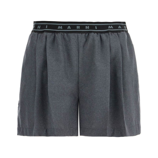 Marni pleated shorts with branded band