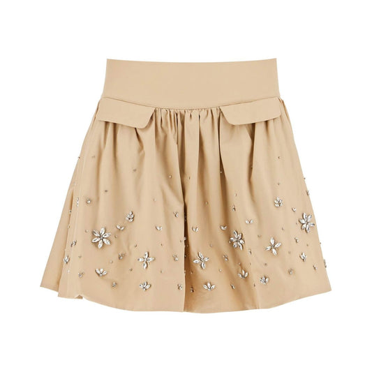 Self-Portrait Self Portrait 'poplin mini skirt with crystal Skirts Self-Portrait