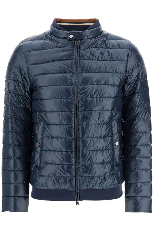 HERNO dark blue lightweight quilted nylon down jacket with high collar Jackets HERNO