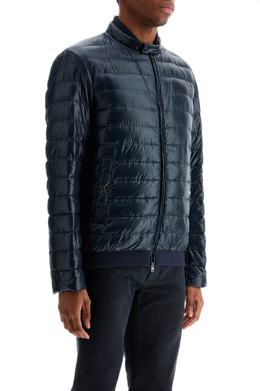 HERNO dark blue lightweight quilted nylon down jacket with high collar Jackets HERNO