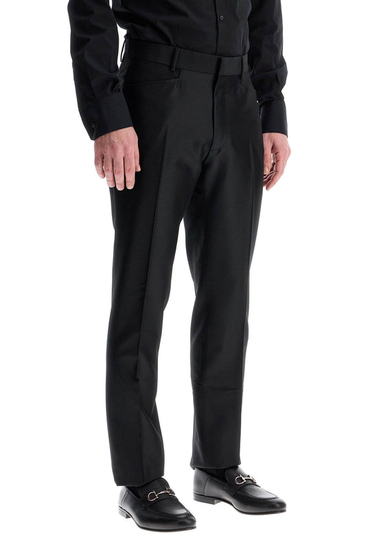 Tom Ford men's black wool and silk regular fit trousers made in italy Trousers Tom Ford