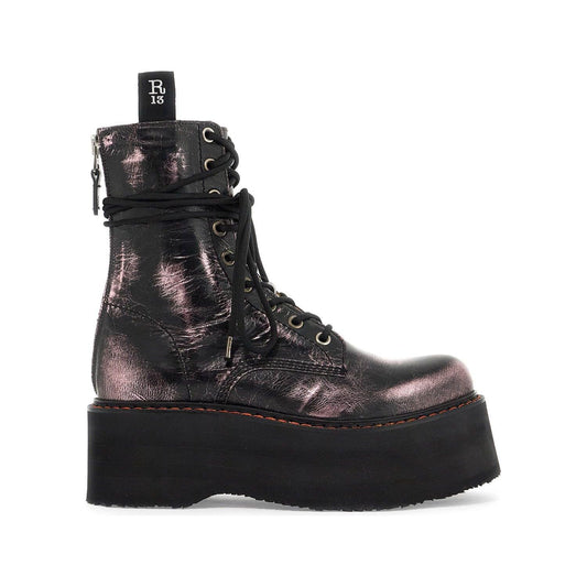 R13 double stack laminated leather women boots