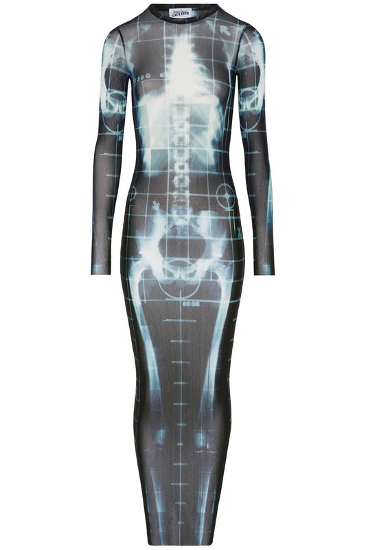 JEAN PAUL GAULTIER long dress with x-ray print in black*** blue*** and light blue squeletor Dresses JEAN PAUL GAULTIER