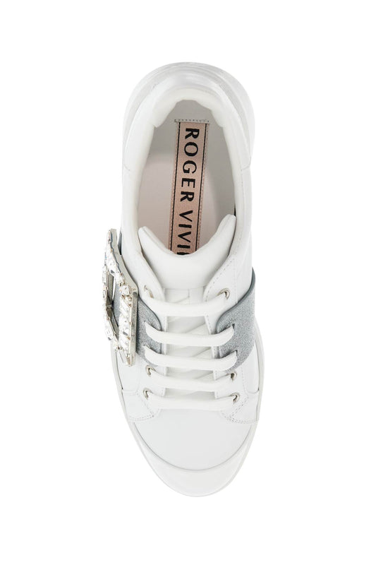 Roger Vivier white viv skate sneakers with rhinestone buckles Sneakers Roger Vivier