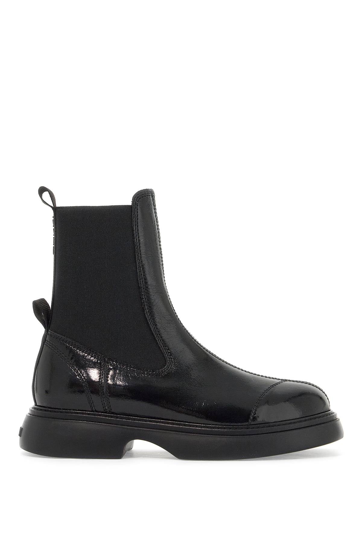 Ganni chelsea shiny faux leather ankle boots