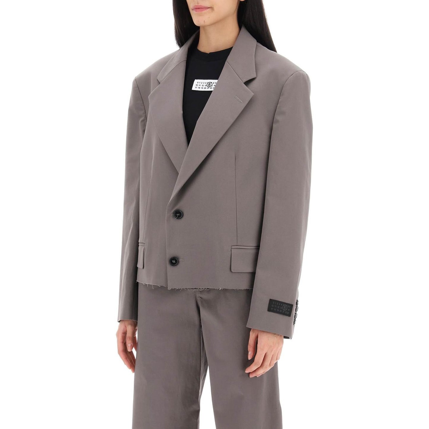 MM6 Maison Margiela cropped blazer with cut-off hem Jackets MM6 Maison Margiela