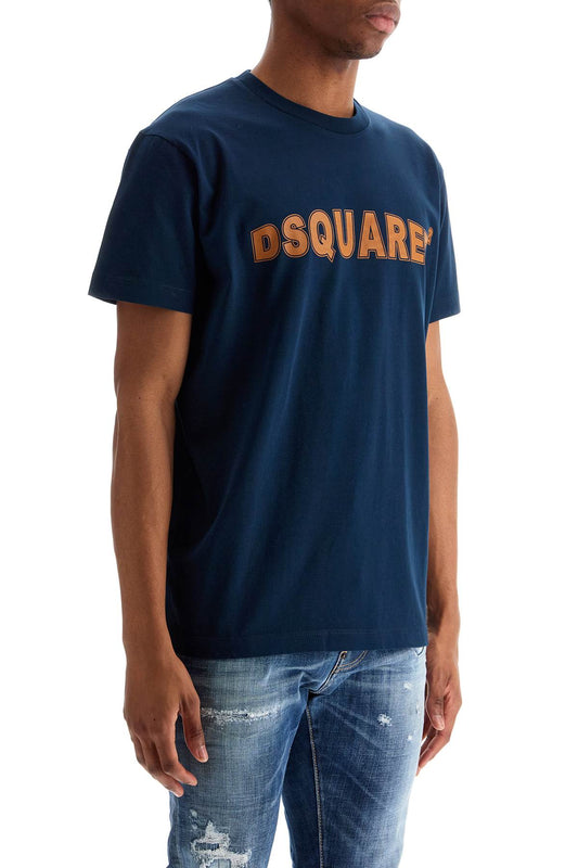 Dsquared2 t-shirt in cotone blu navy con scollo ampio Topwear Dsquared2