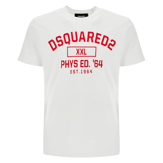 Dsquared2 white cotton t-shirt with phys ed. '64 logo