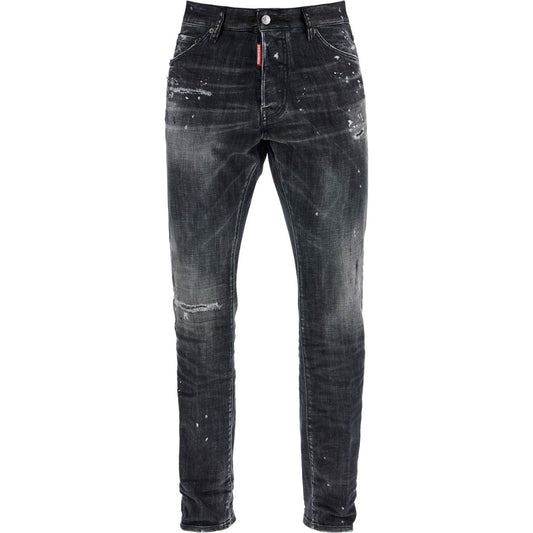 Dsquared2 black cotton jeans with white paint splatters