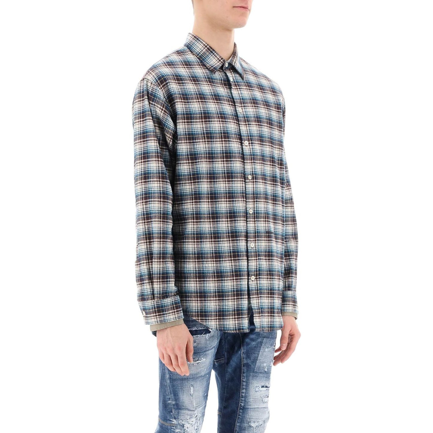 Dsquared2 check shirt with layered sleeves