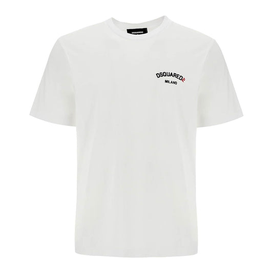 Dsquared2 white cotton t-shirt with embroidered logo