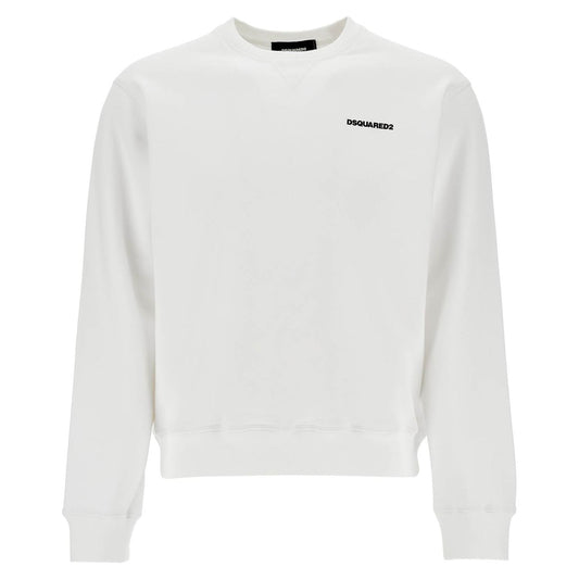 Dsquared2 white crew neck sweatshirt in cotton with embroidered logo