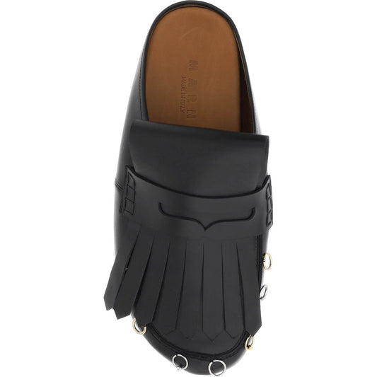 Marni leather clogs with bangs and piercings