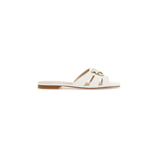 Pinko milk calf leather slippers with striped structure and golden details Sandals Pinko