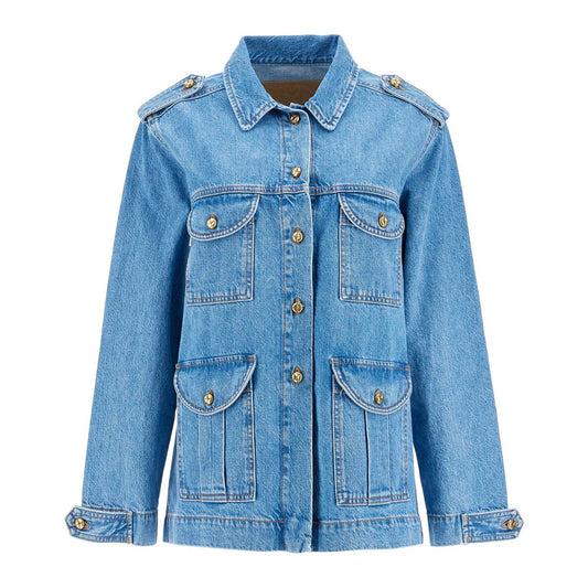 Blaze Milano light blue cotton military safari jacket with multiple pockets