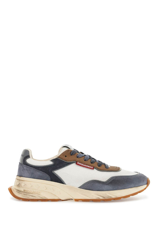 Dsquared2 low top blue denim sneakers in leather with suede inserts and rubber sole Sneakers Dsquared2