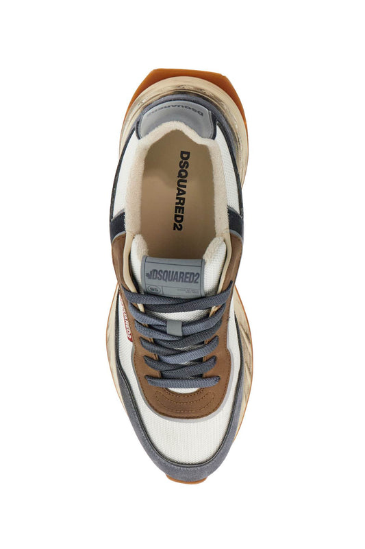 Dsquared2 low top blue denim sneakers in leather with suede inserts and rubber sole Sneakers Dsquared2