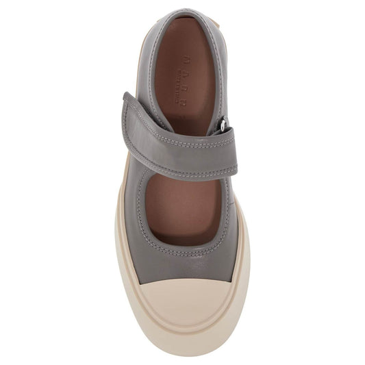 Marni gray calfskin low-top sneakers with hook-and-loop closure Sneakers Marni