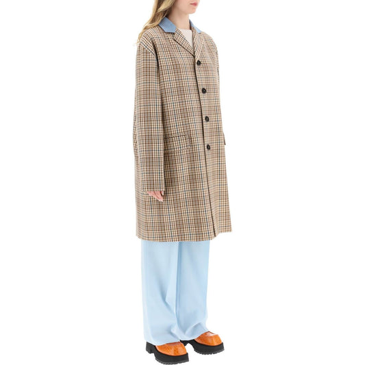 Marni suede collar checked coat Jackets Marni