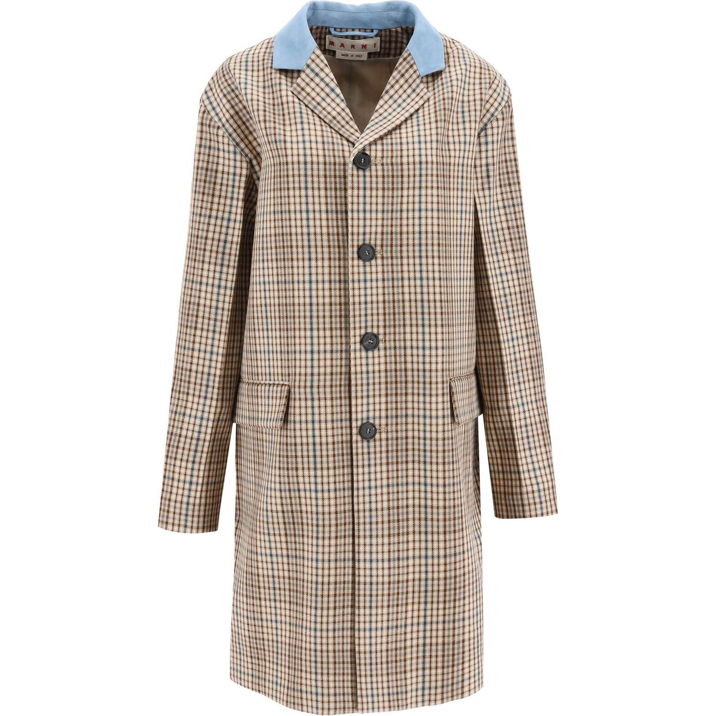 Marni suede collar checked coat Jackets Marni