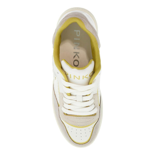 Pinko sneakers mandy 08 in white leather with lime details for women Sneakers Pinko