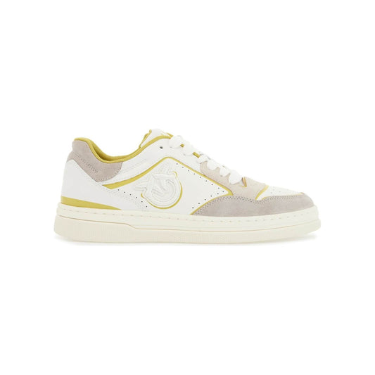 Pinko sneakers mandy 08 in white leather with lime details for women